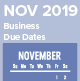 November 2019 Business Due Dates